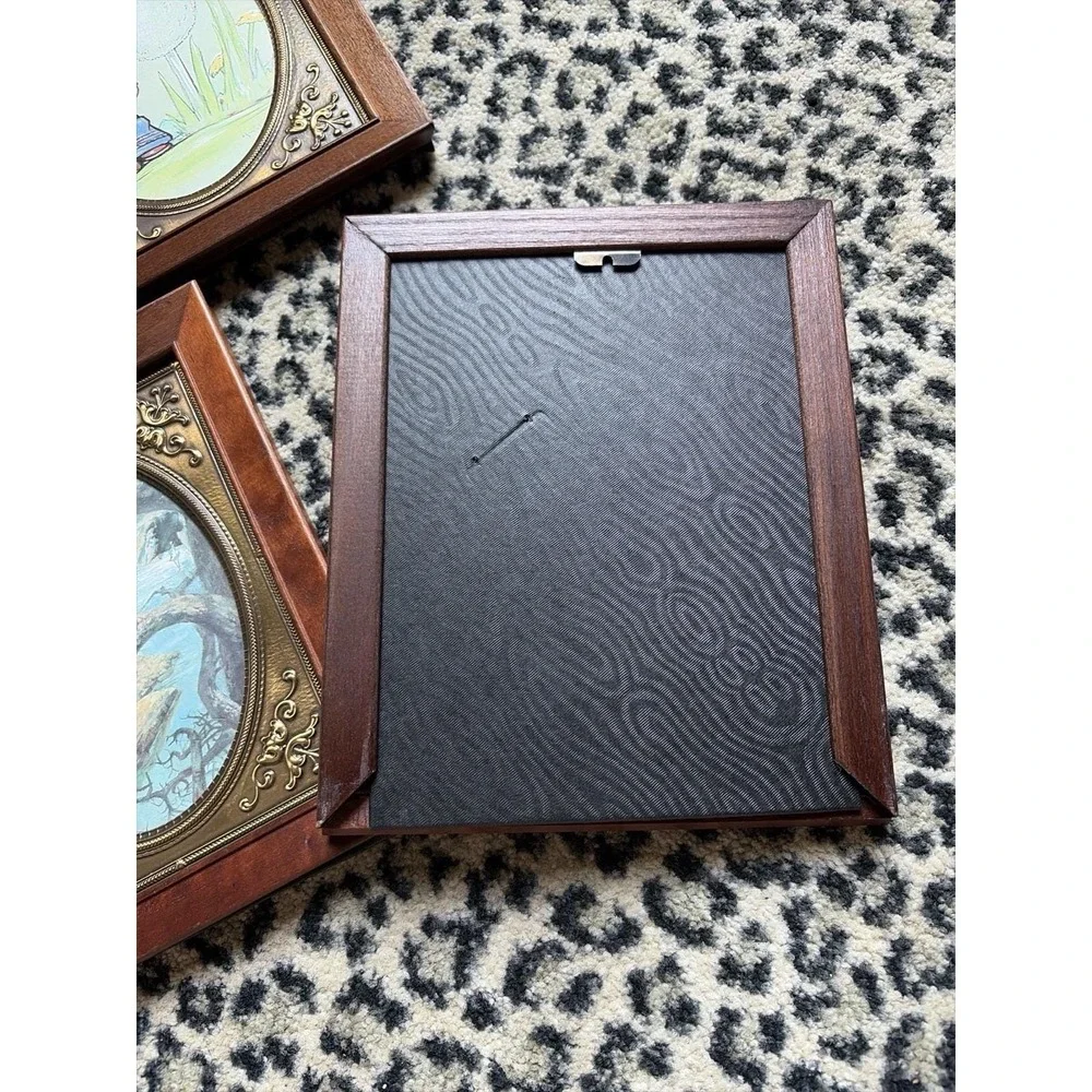 Set‎ 3 VTG Style Framed Prints Southwestern Girls Wood Brass Frame 9.75x7.75